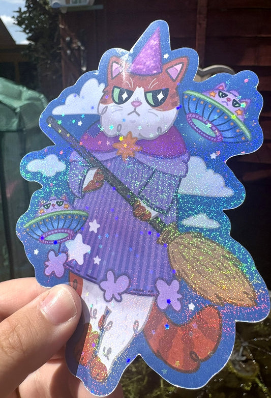 Wizard Cat Holographic Sticker