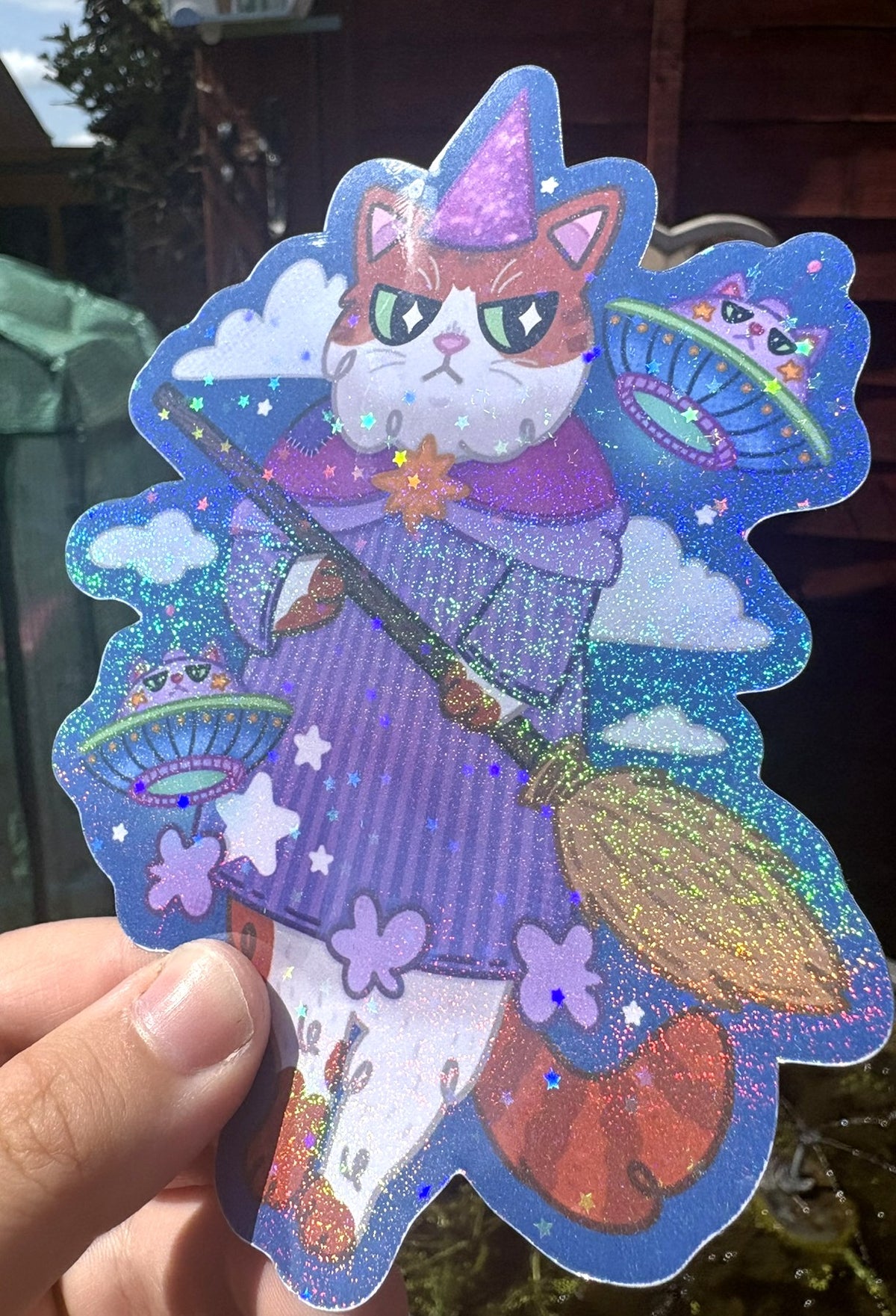 Wizard Cat Holographic Sticker