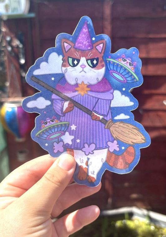 Wizard Cat Holographic Sticker