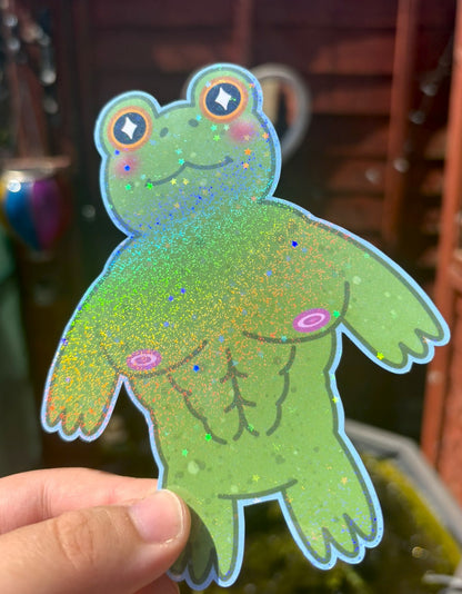 Buff Frog Holographic Sticker