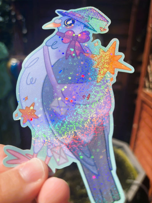 Witch Carrier Pigeon Holographic Sticker