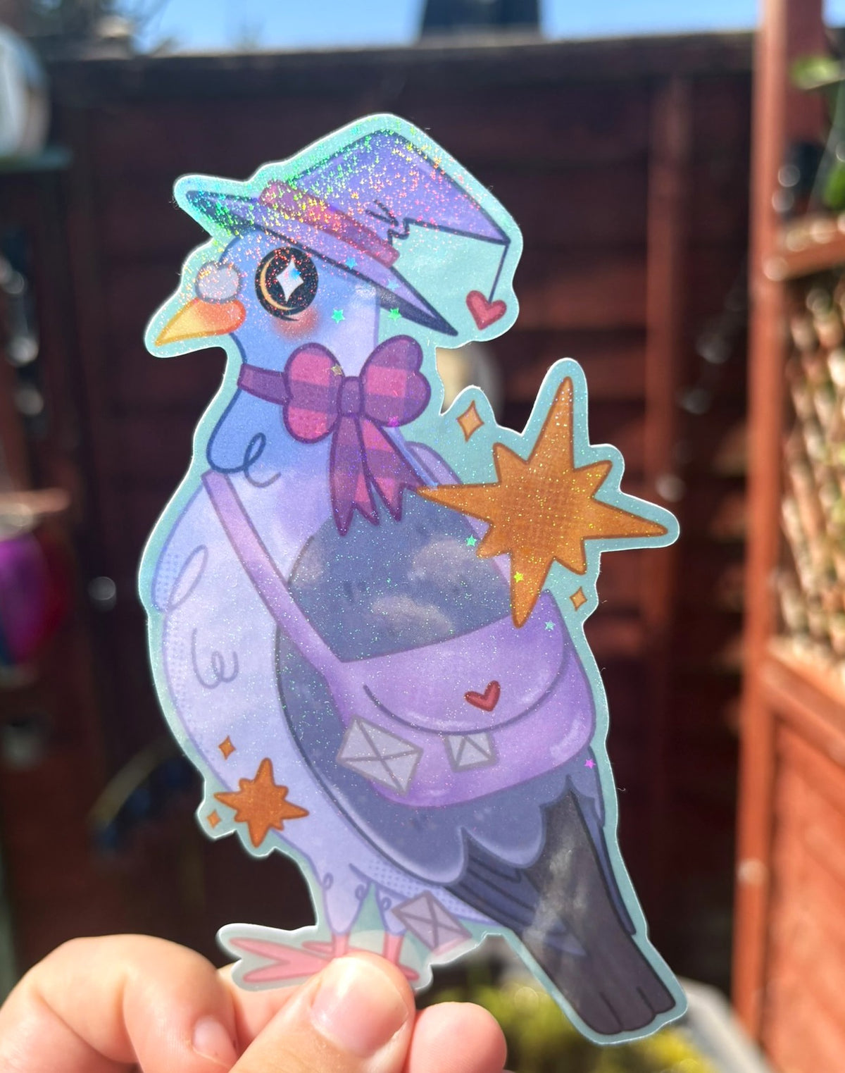 Witch Carrier Pigeon Holographic Sticker