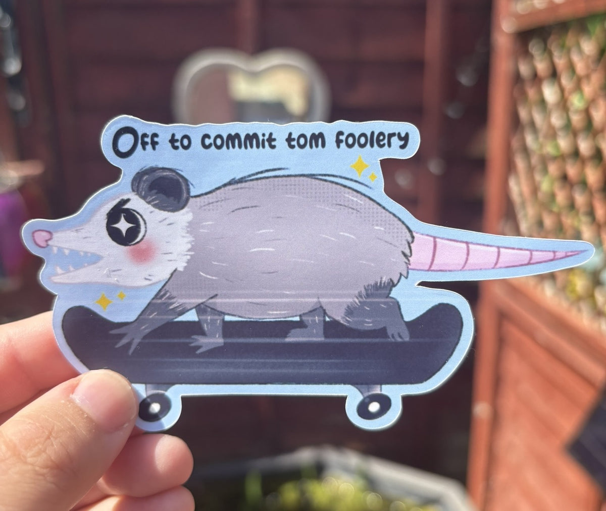 Off To Commit Tom Foolery Possum Sticker