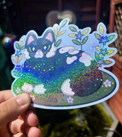 Garden Cat Holographic Sticker