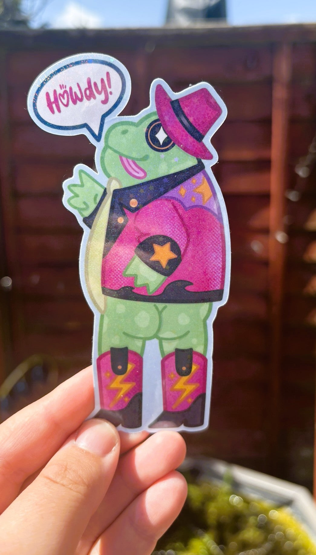 Howdy Frog Holographic Sticker