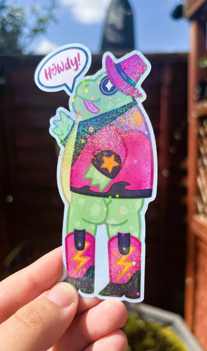 Howdy Frog Holographic Sticker