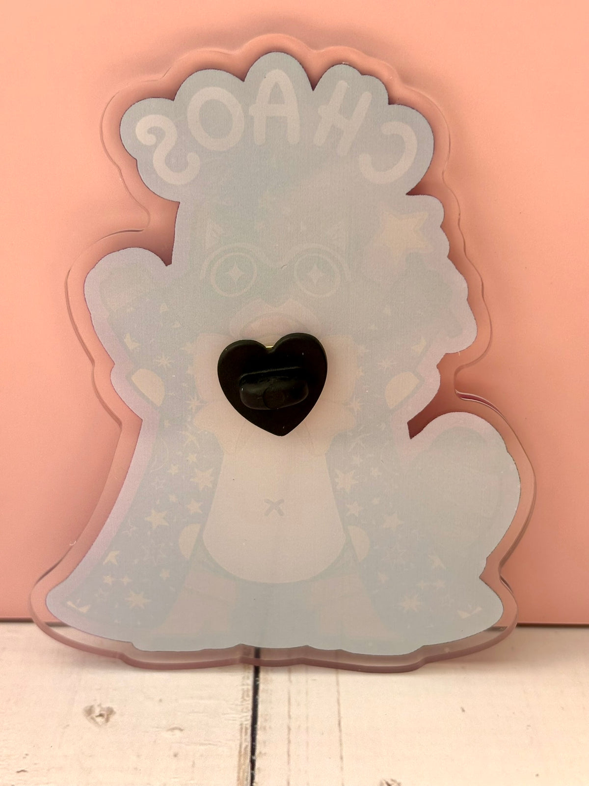 Large Chaos Raccoon Acrylic Pin - blank/mould version