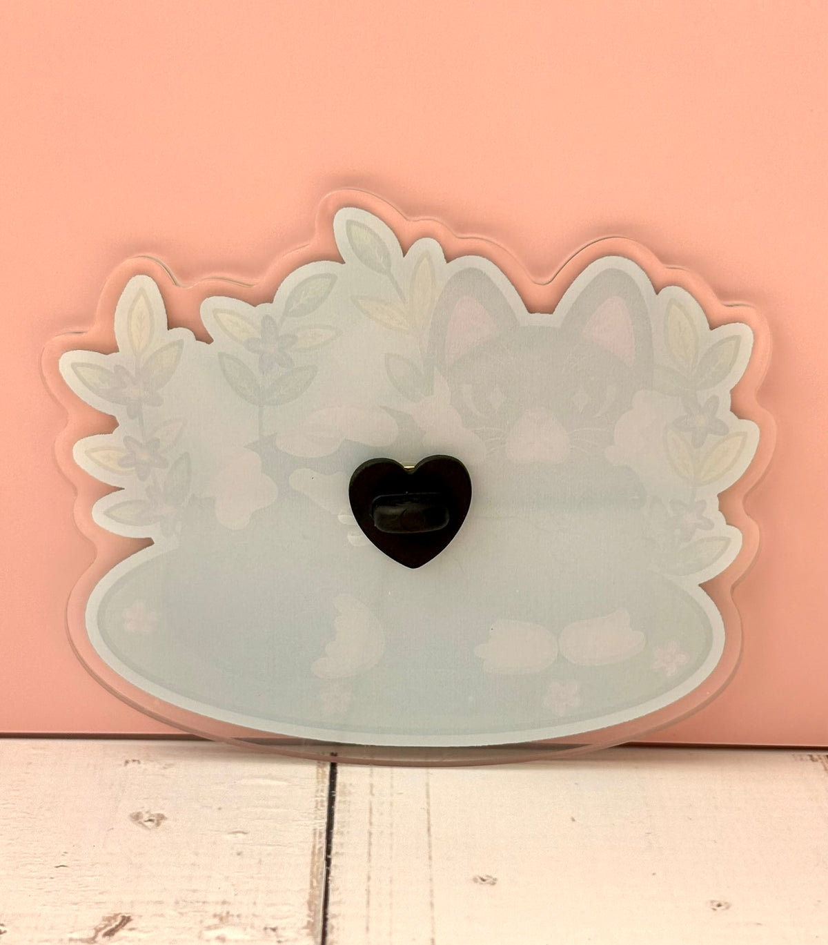 Cozy Garden Cat Pin - blank acrylic version