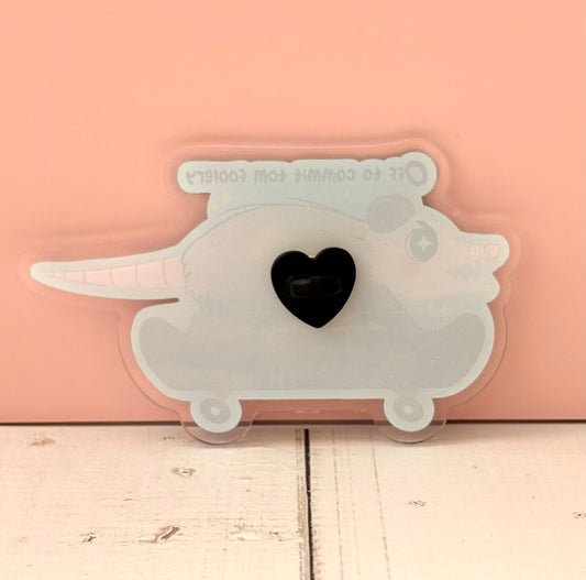 Off To Commit Tomfoolery Possum Large Pin - blank acrylic version
