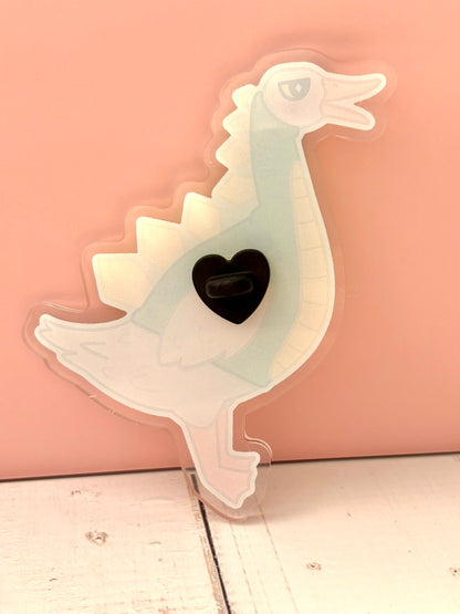Large Dino Duck Pin - blank acrylic version