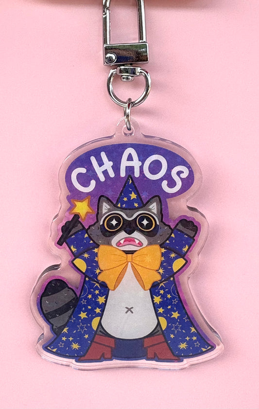 Chaos Raccoon Holographic Keyring