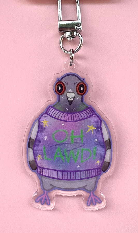 Oh Lawd Pigeon Holographic Keyring