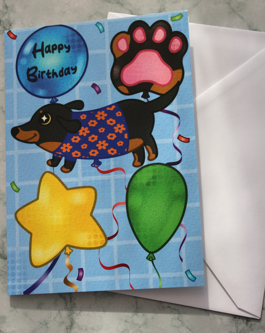 Dachshund Balloon Birthday Card